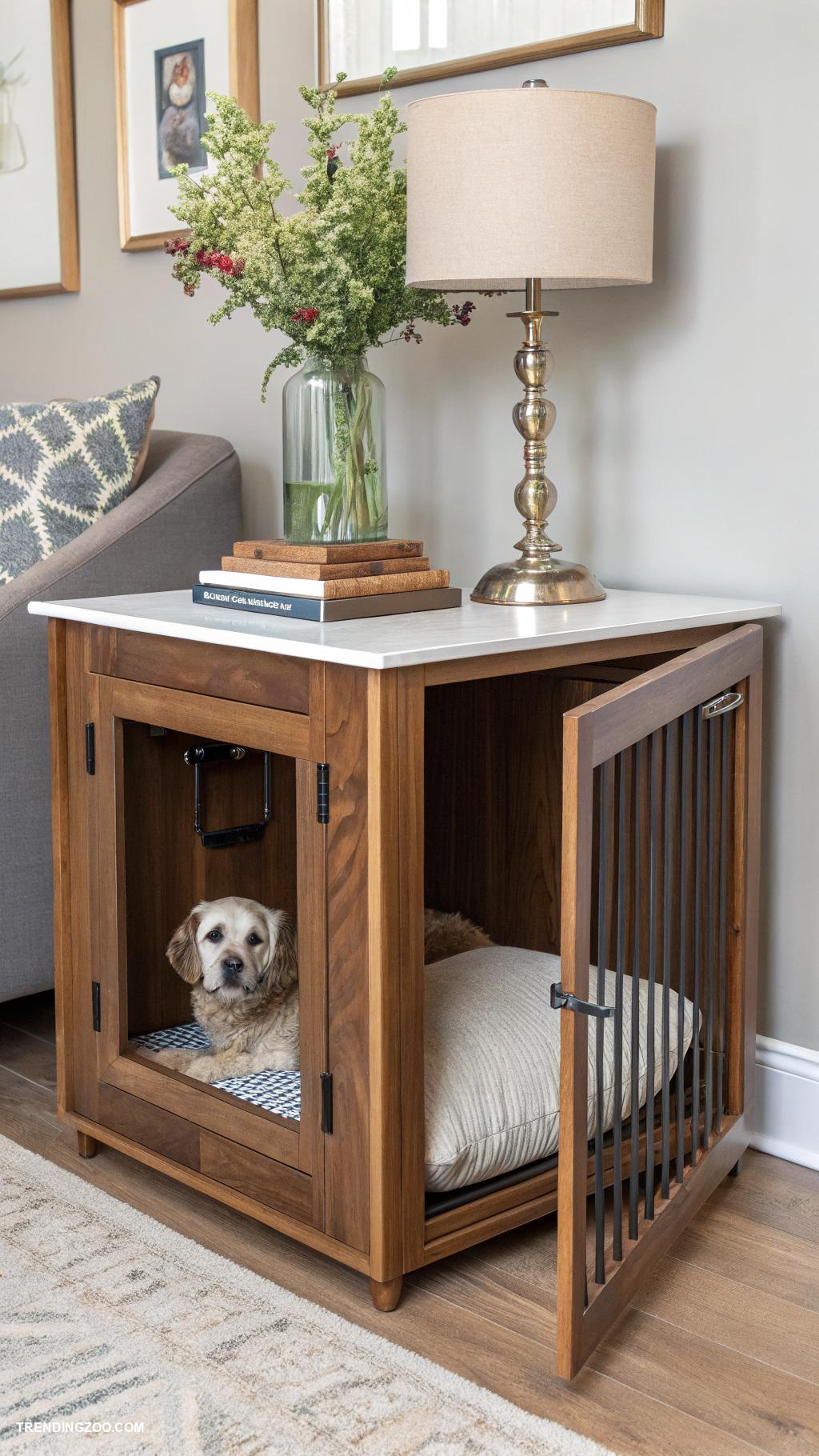 diy double dog crate furniture Stylish end table dog crate combination