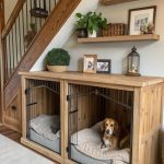 diy double dog crate furniture Under stairs dog crate storage