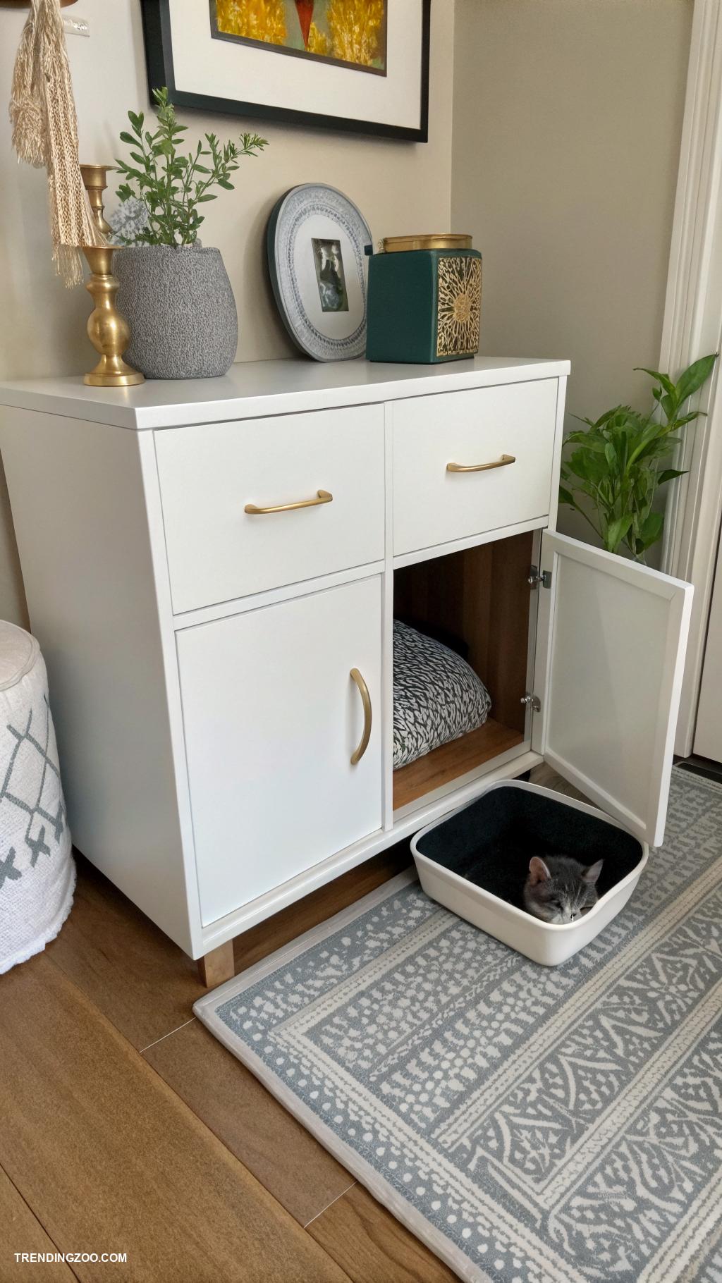 diy litter box hideaway Cabinet with a hidden litter compartment
