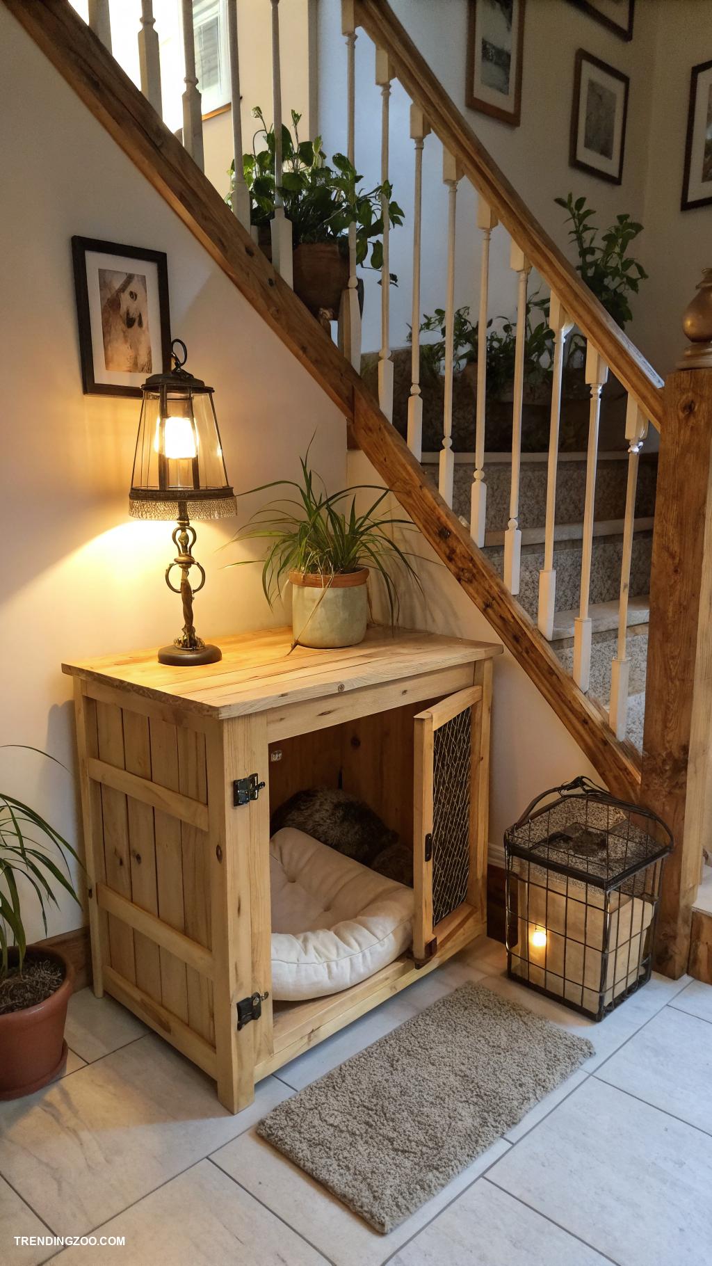 dog crate under stairs Lighted crate for nighttime visibility