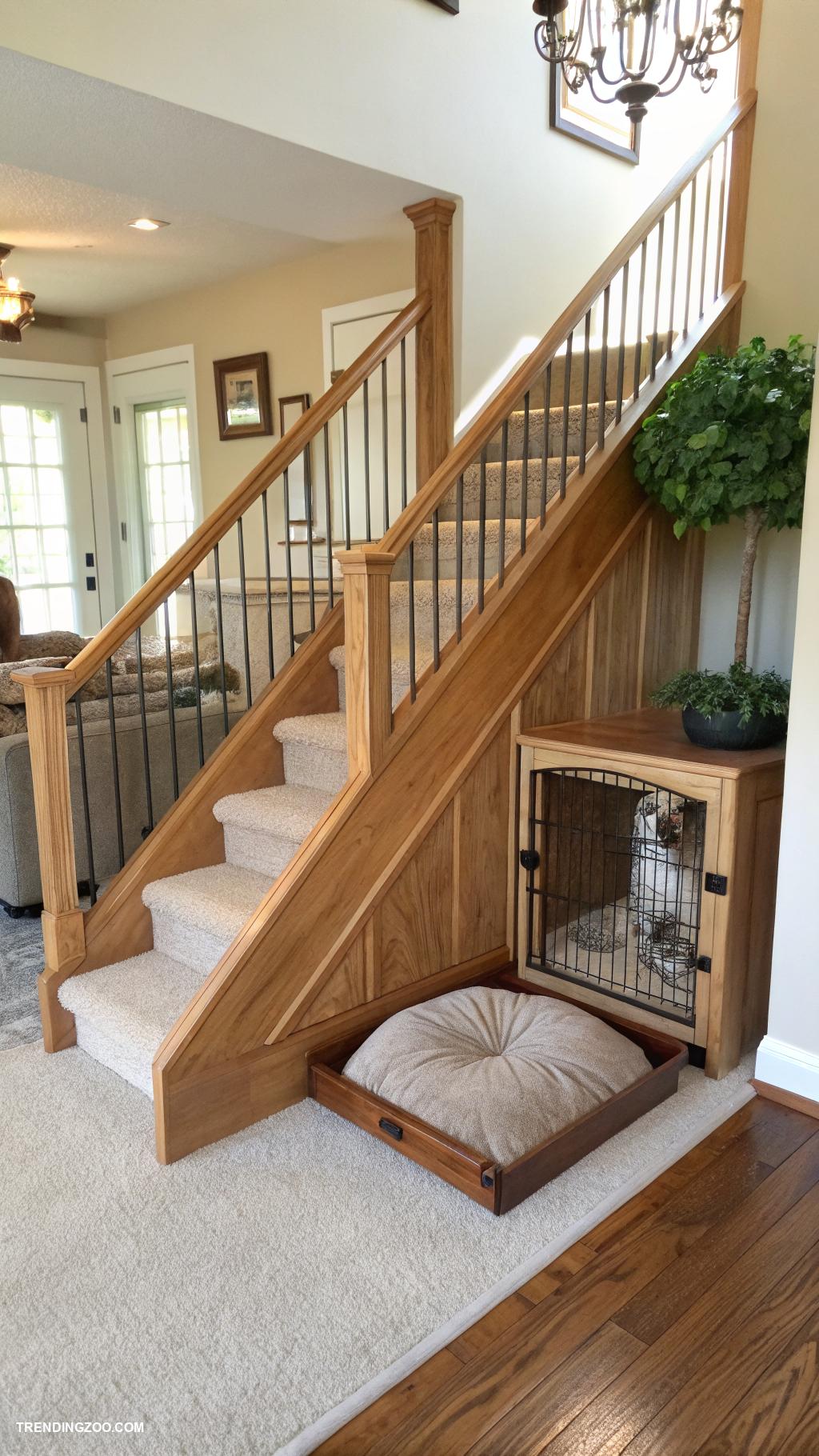 dog crate under stairs Under stair ramp for easy access