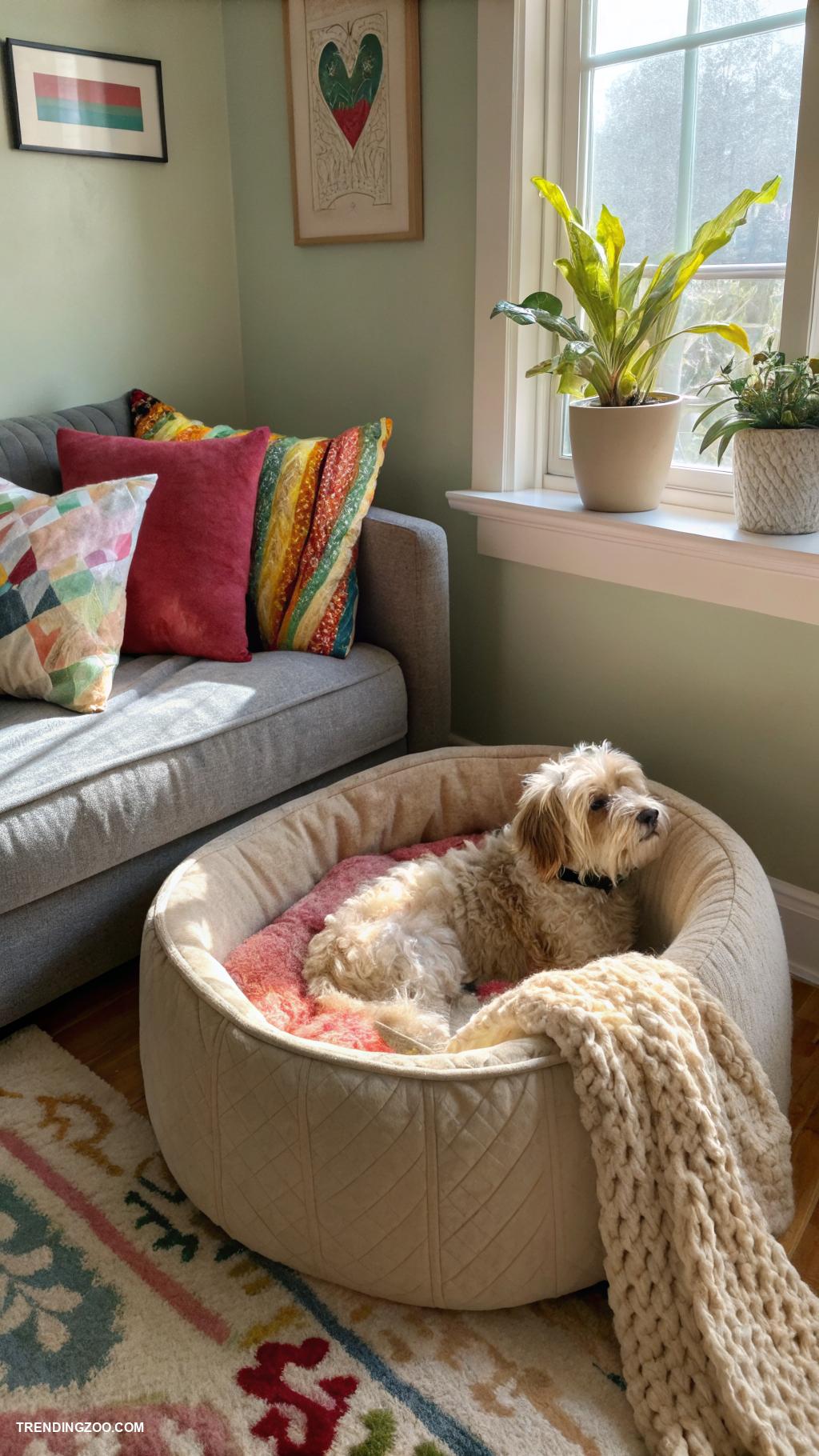 dog friendly living room ideas Cozy dog bed in corner of room