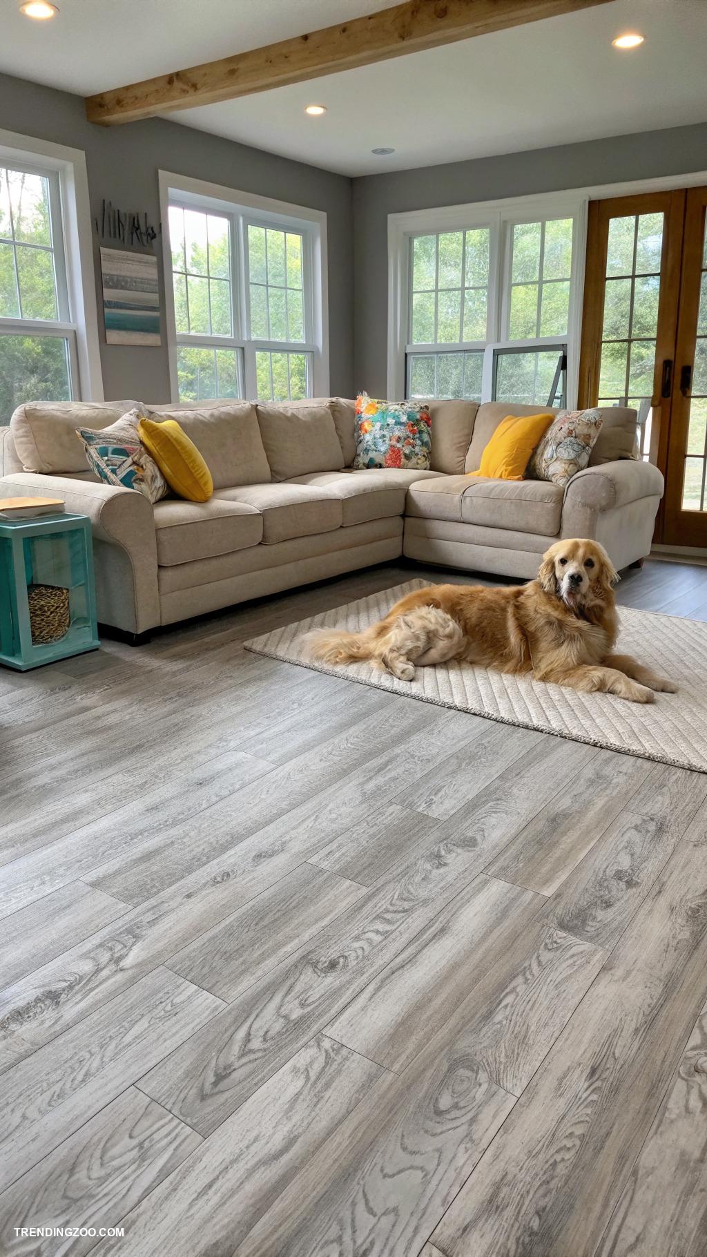 dog friendly living room ideas Flooring that withstands scratches
