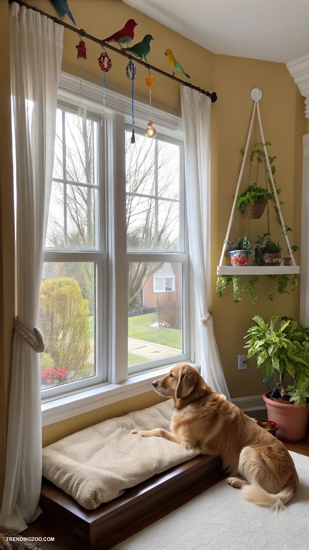 dog friendly living room ideas Window perch for birdwatching