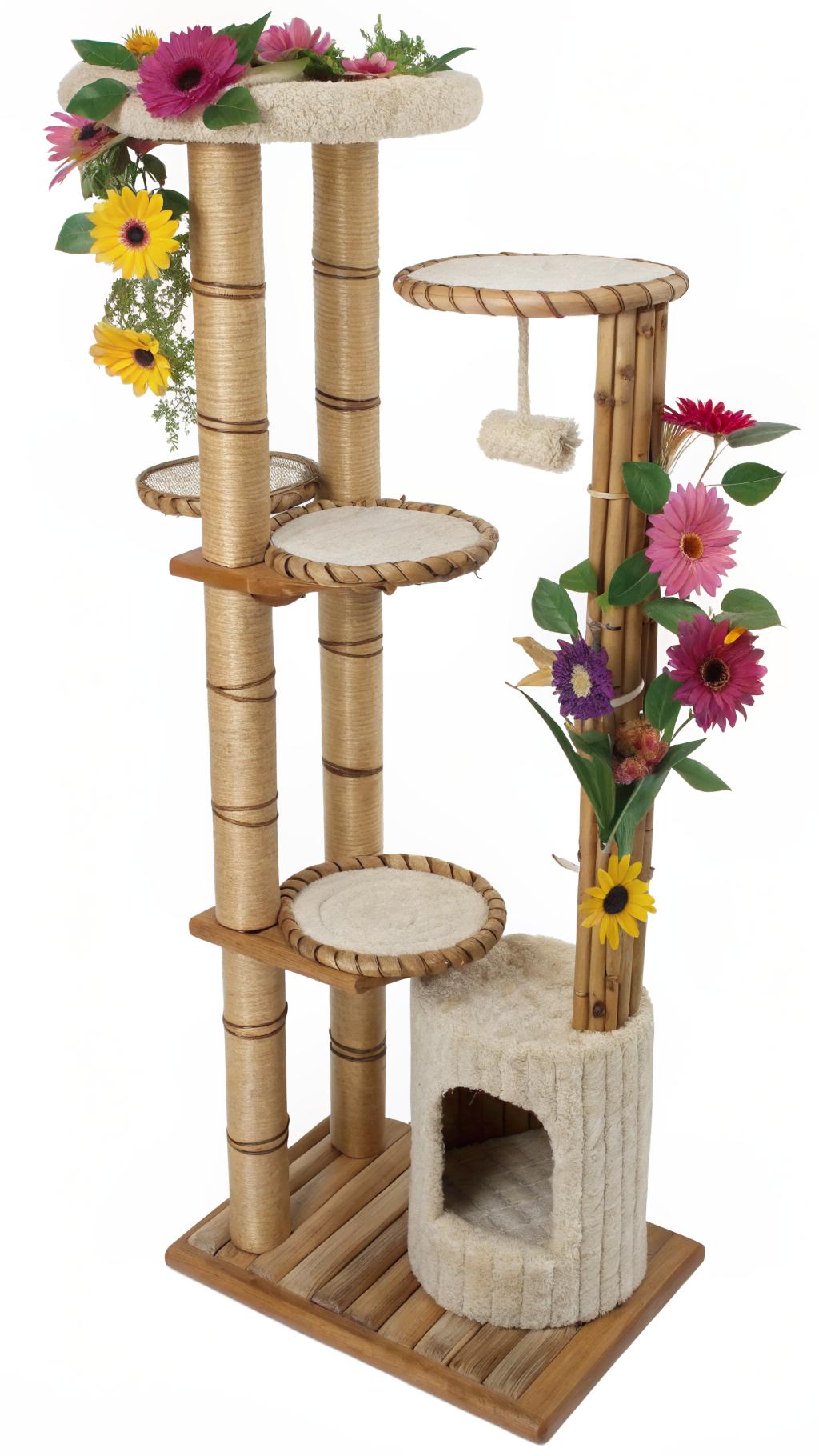 flower cat trees Bamboo inspired tree with flower accents