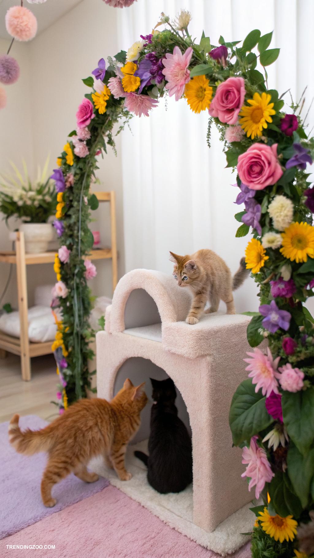 flower cat trees Floral archway for playful cats
