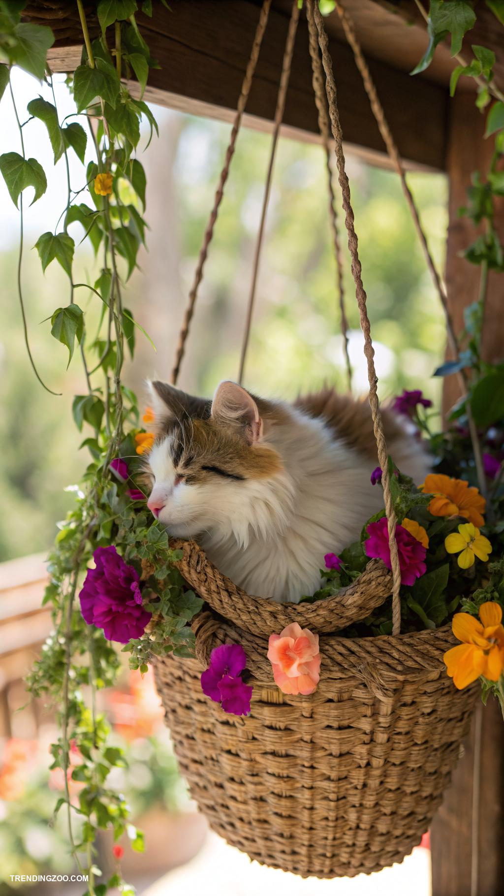 flower cat trees Hanging flower pots with comfy beds