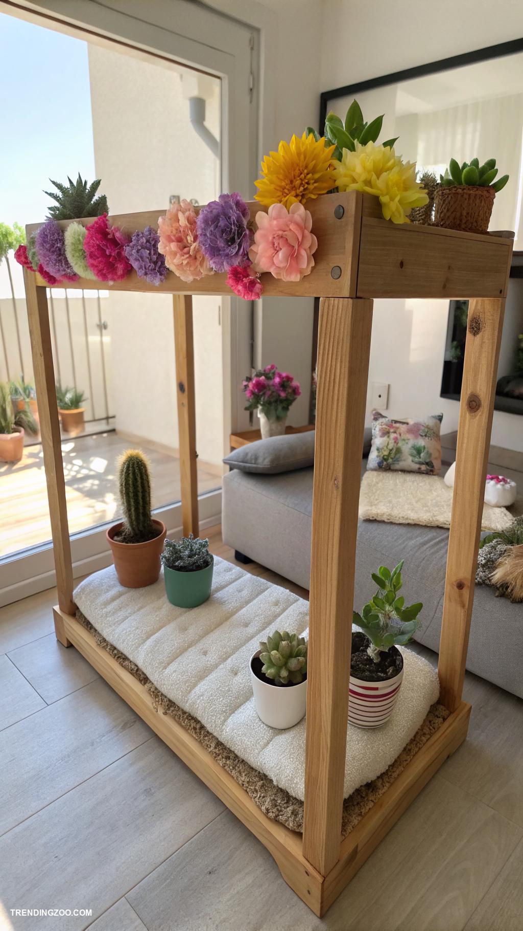 flower cat trees Pet friendly ledge with faux flowers