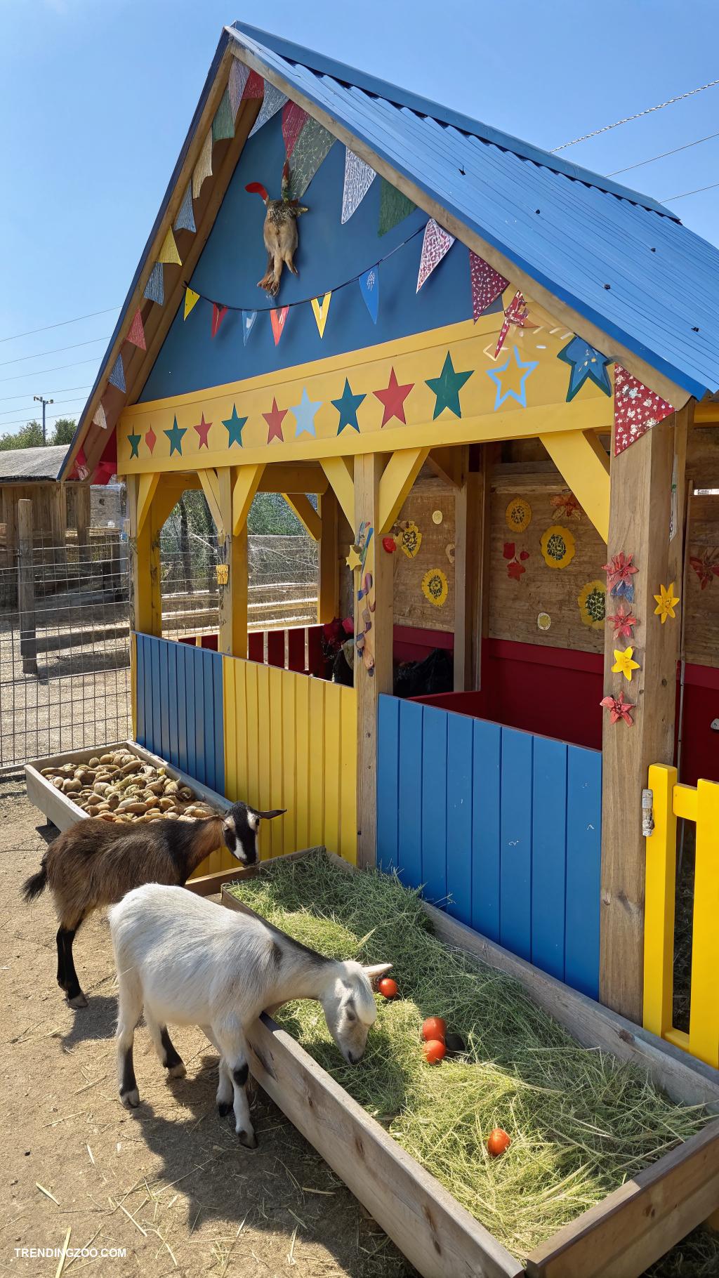 goat yard ideas Design a colorful goat feeding station