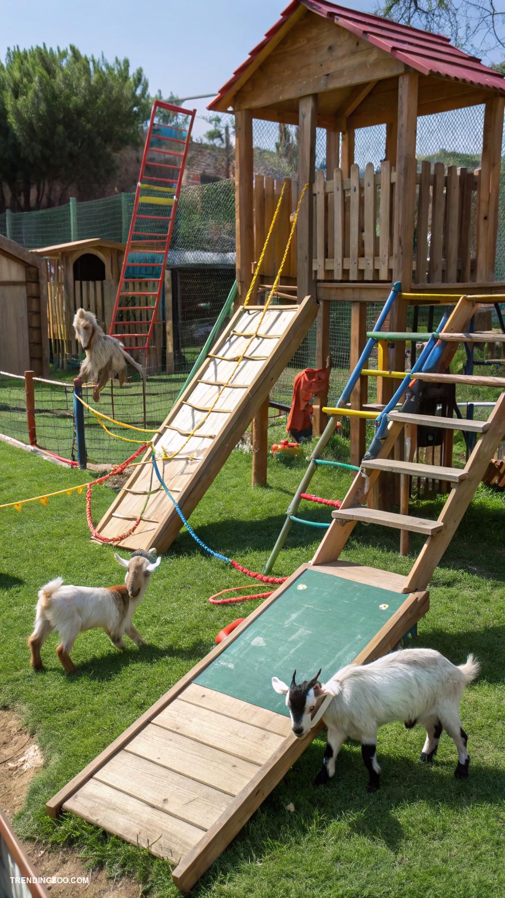 goat yard ideas Install a goat playground with climbing structures