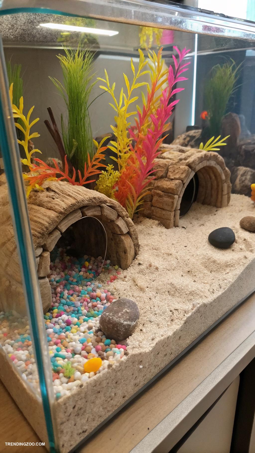 hamster enclosure ideas Aquarium style setup with hidden tunnels