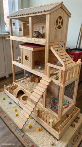 hamster enclosure ideas Multi level wooden hamster mansion