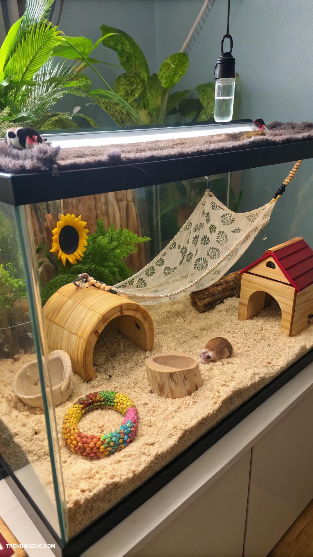 hamster enclosure ideas Repurposed fish tank with accessories