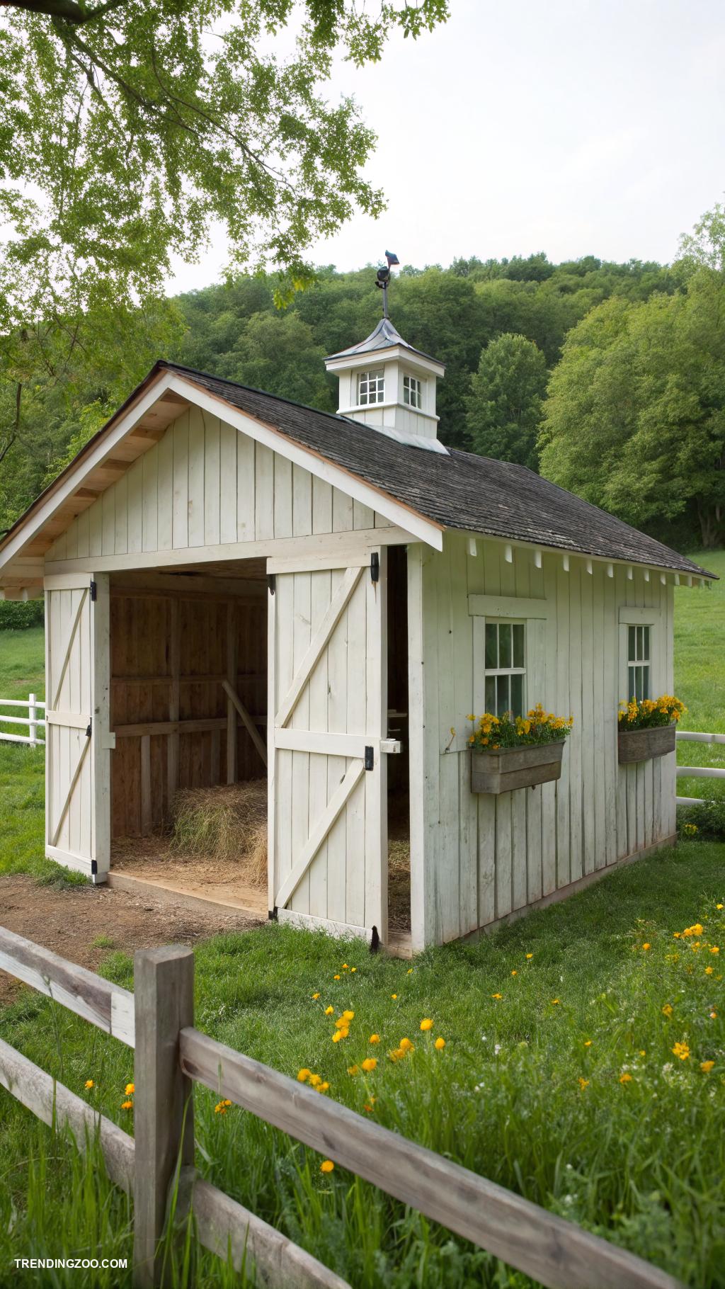 small horse stable Covered run in shed for shade and shelter