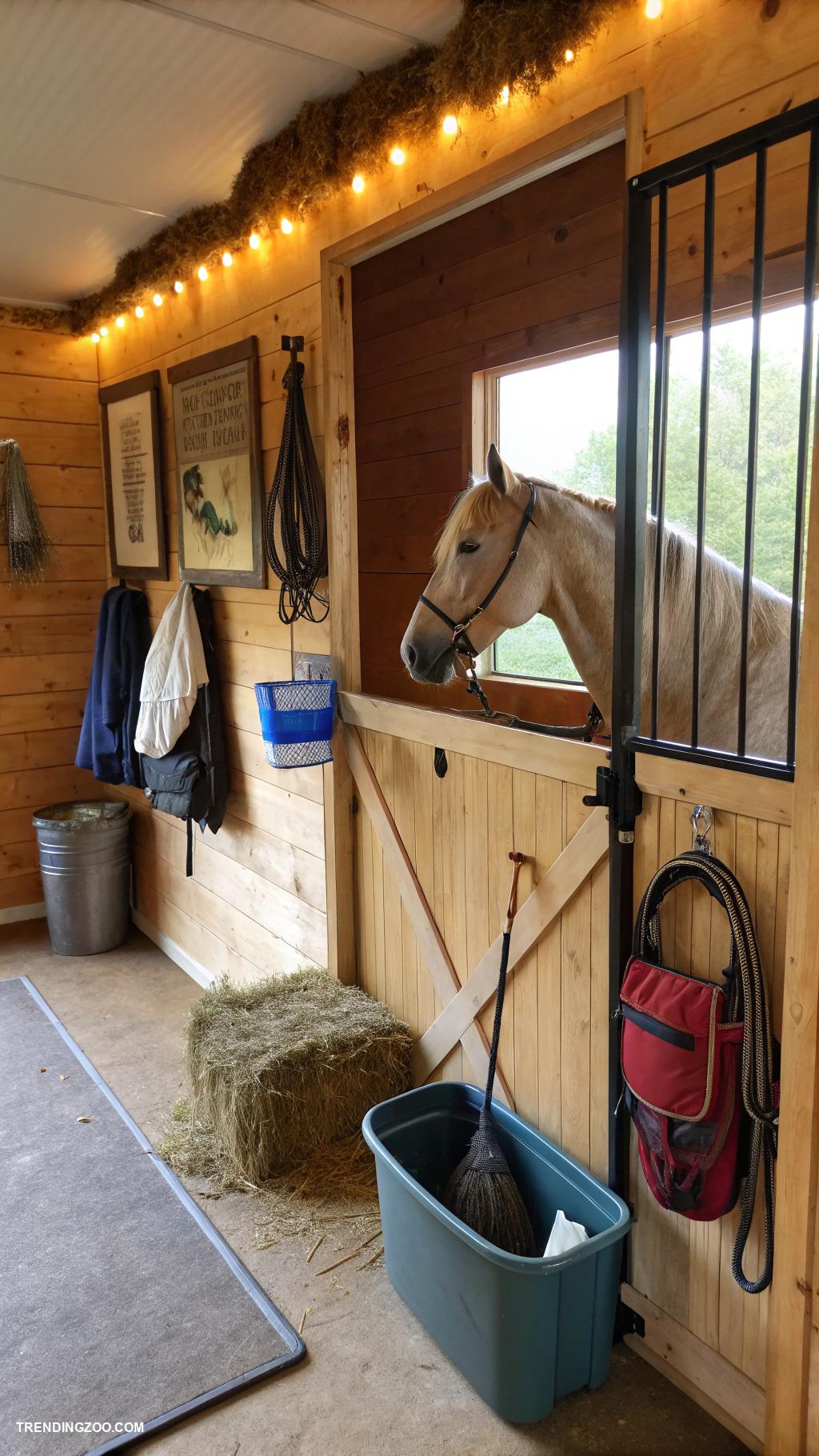 small horse stable Grooming area integrated into stable design