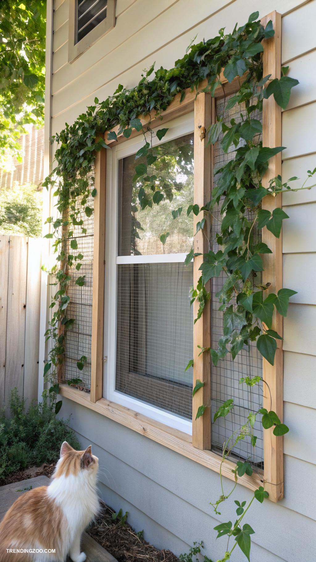 small window catios Small window screen with climbing vines
