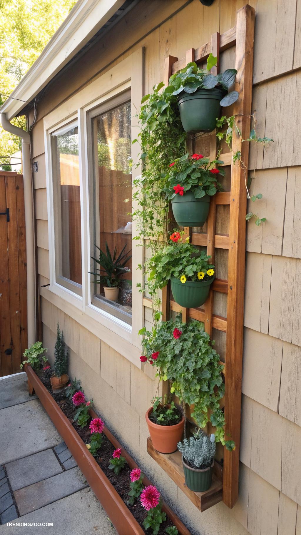 small window catios Vertical planter catio wall decor