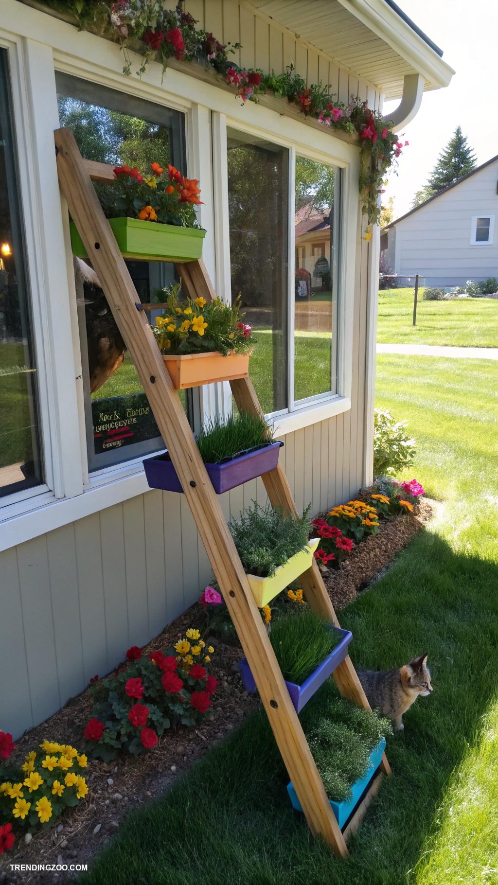 small window catios Window box ladder for climbing fun