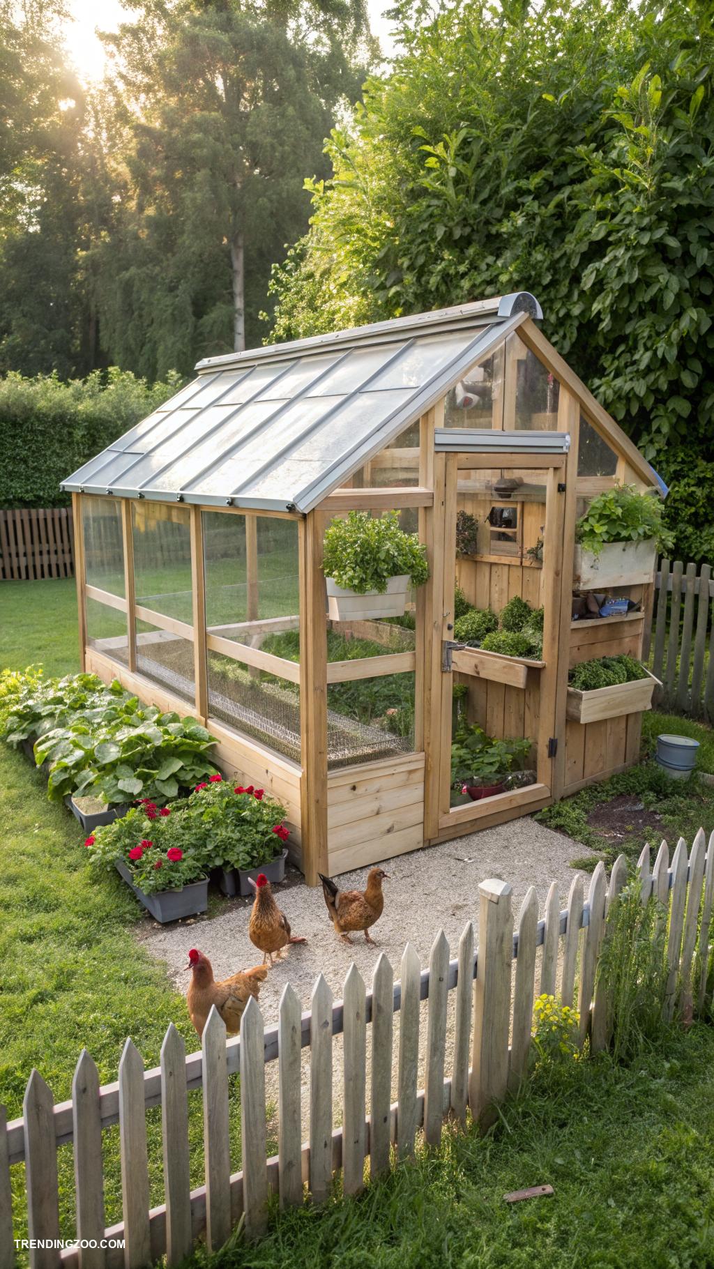 backyard chicken coops Greenhouse chicken coop for dual purpose