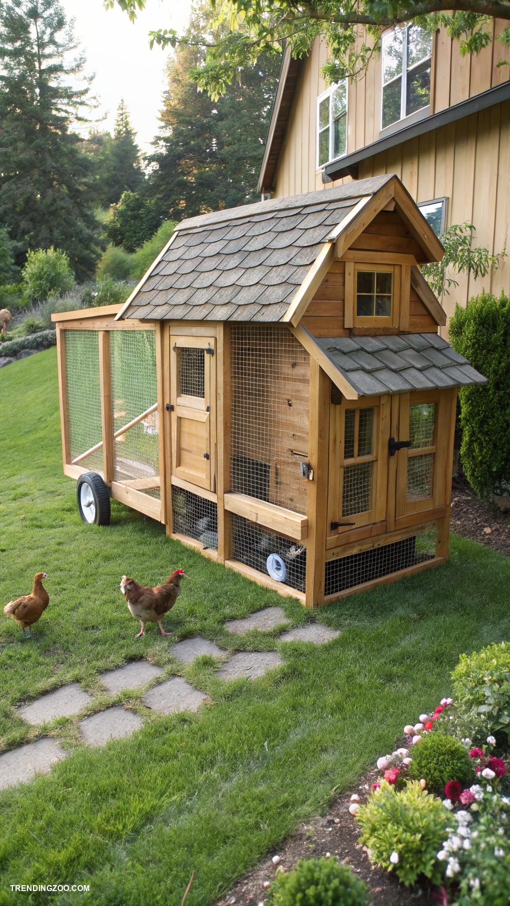 backyard chicken coops Mobile coop on wheels for flexibility