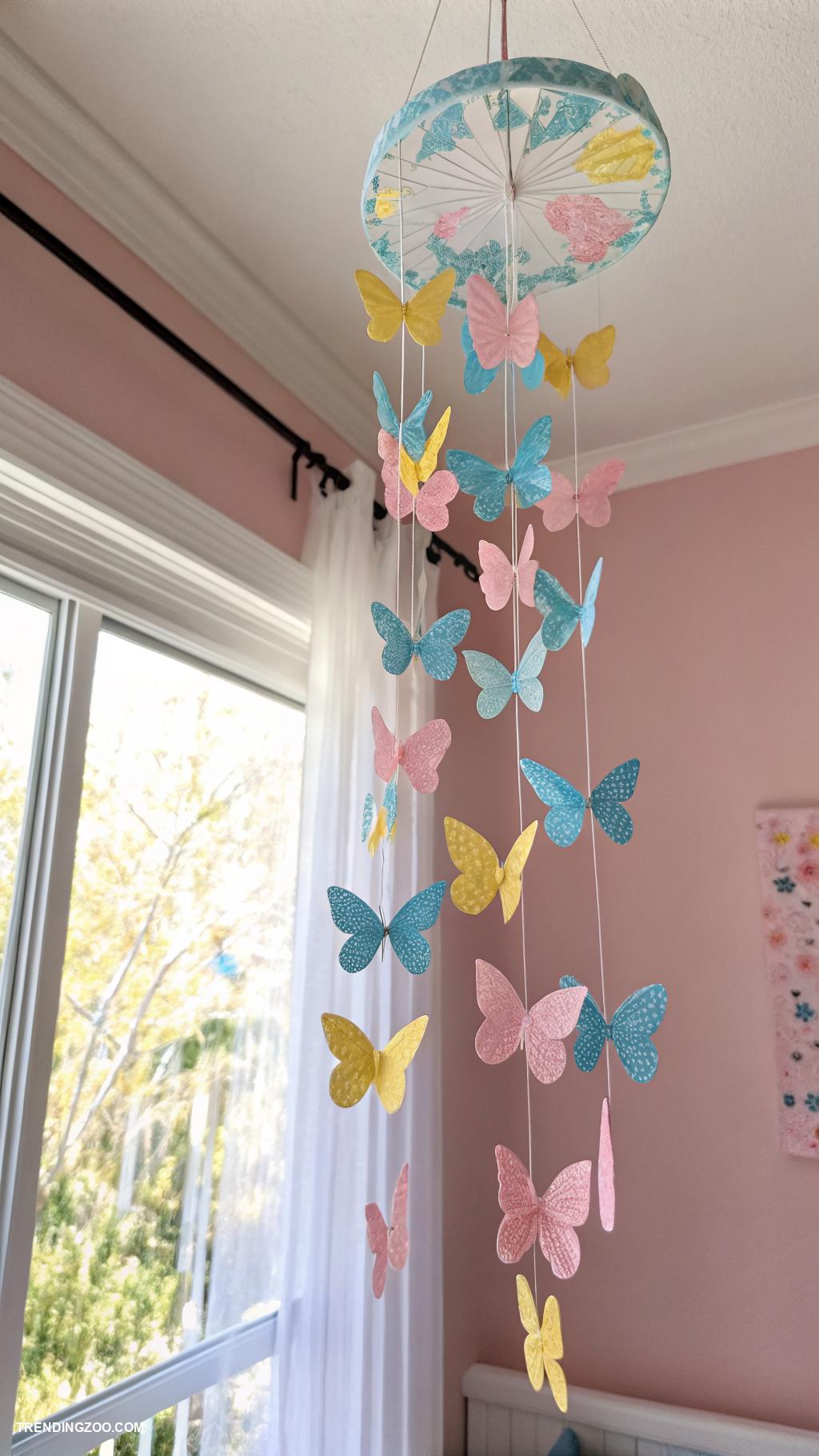 butterfly room decor Butterfly mobile hanging from the ceiling