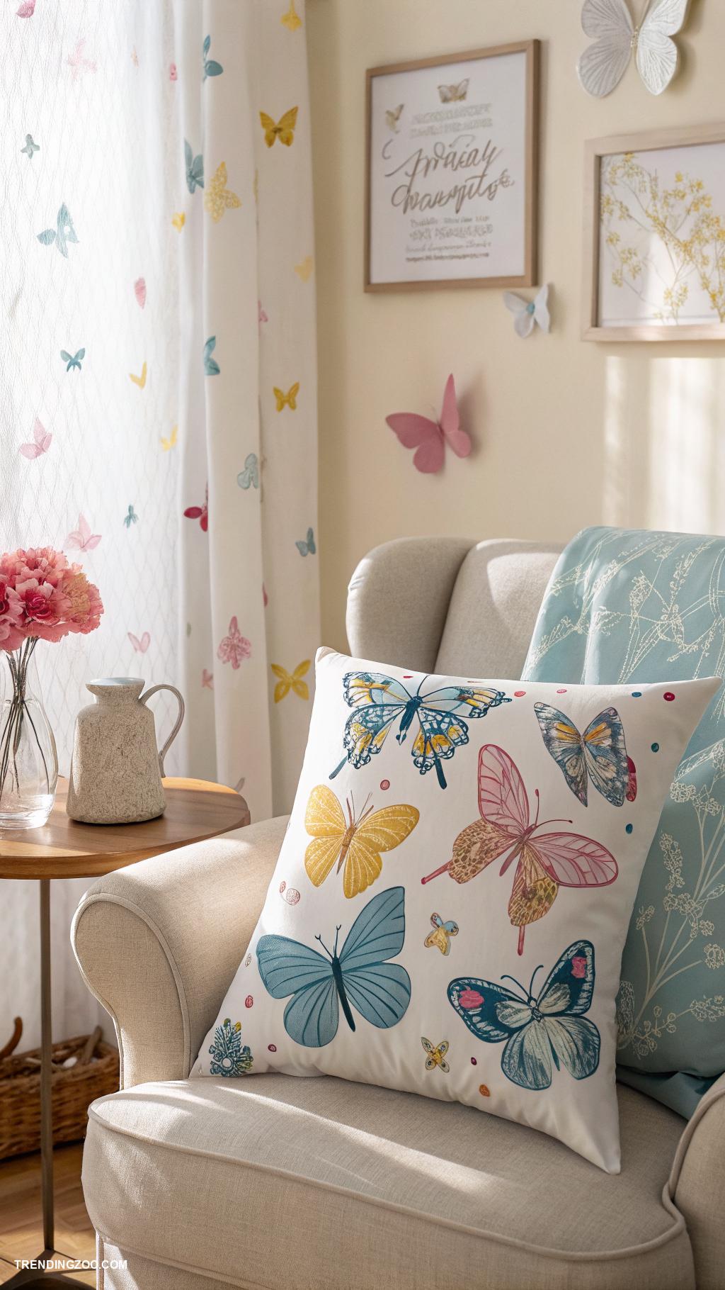 butterfly room decor Butterfly patterned throw pillows for comfort