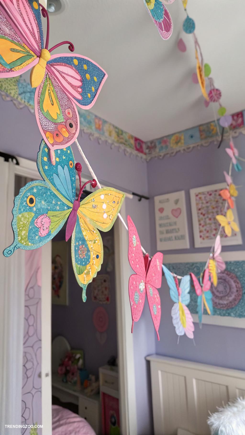 butterfly room decor Colorful butterfly garlands for playful decor