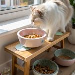 cat food setup ideas Elevated food bowls for easy access