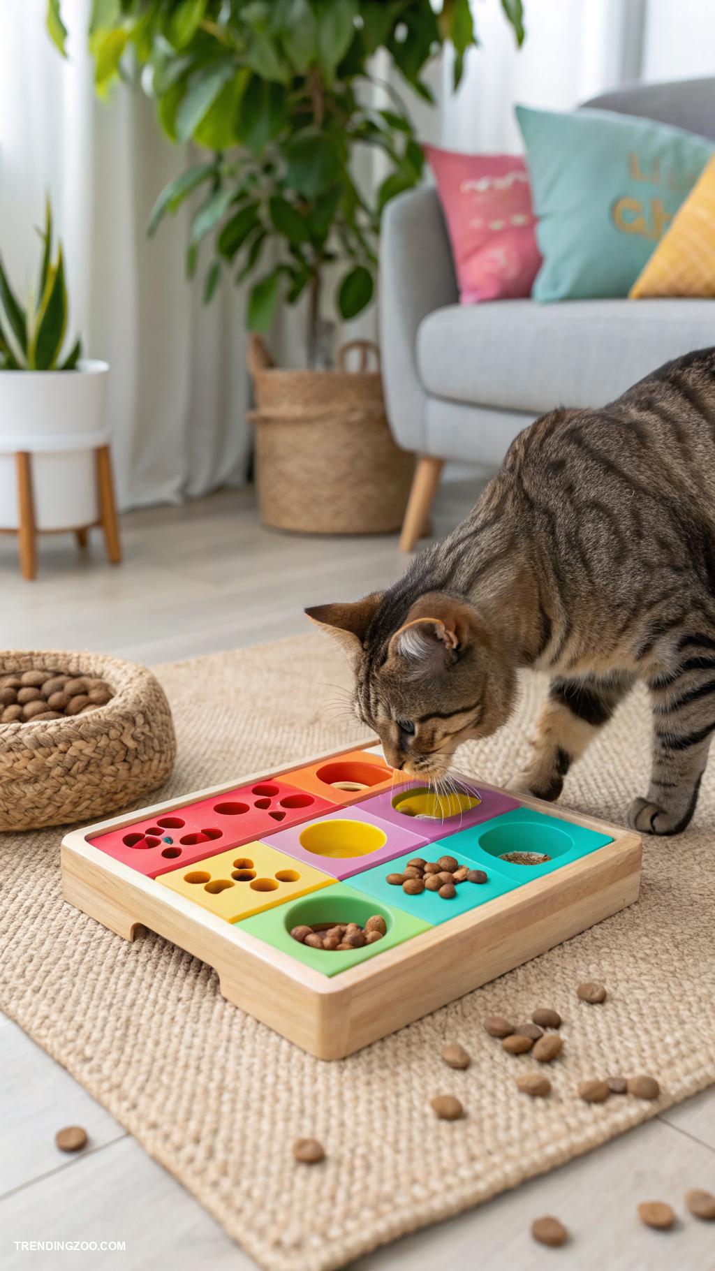 cat food setup ideas Interactive feeding puzzle for cats