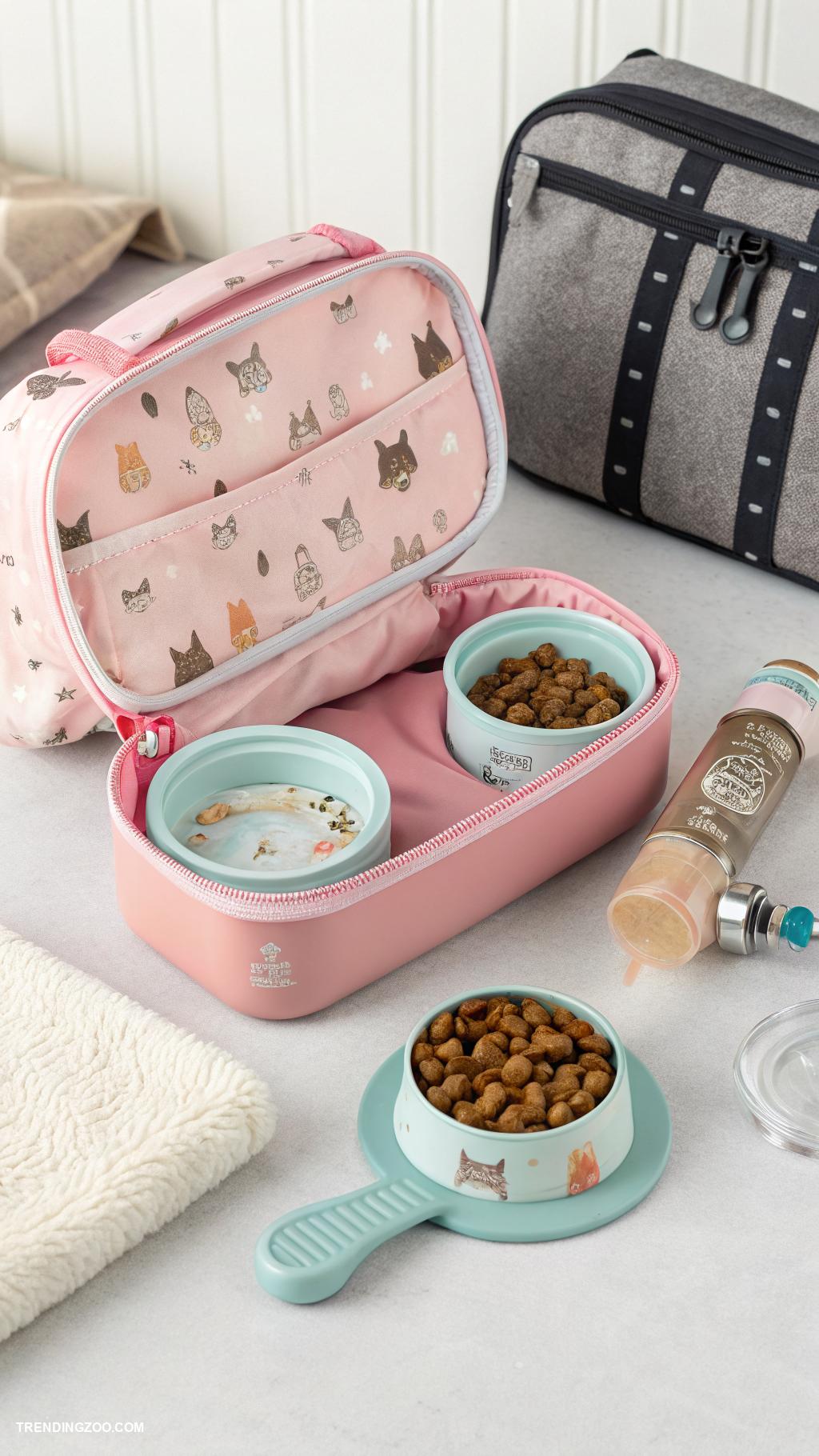 cat food setup ideas Portable cat feeding kit for travel