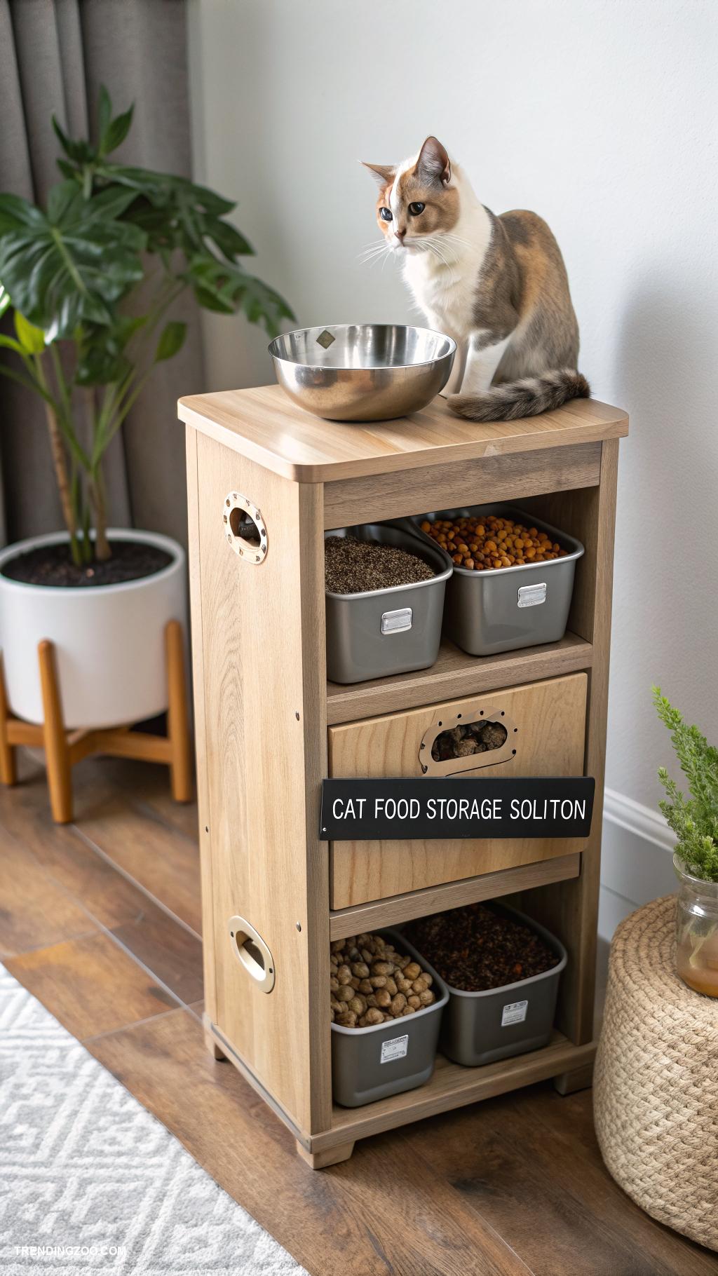 cat food setup ideas Vertical cat food storage solution