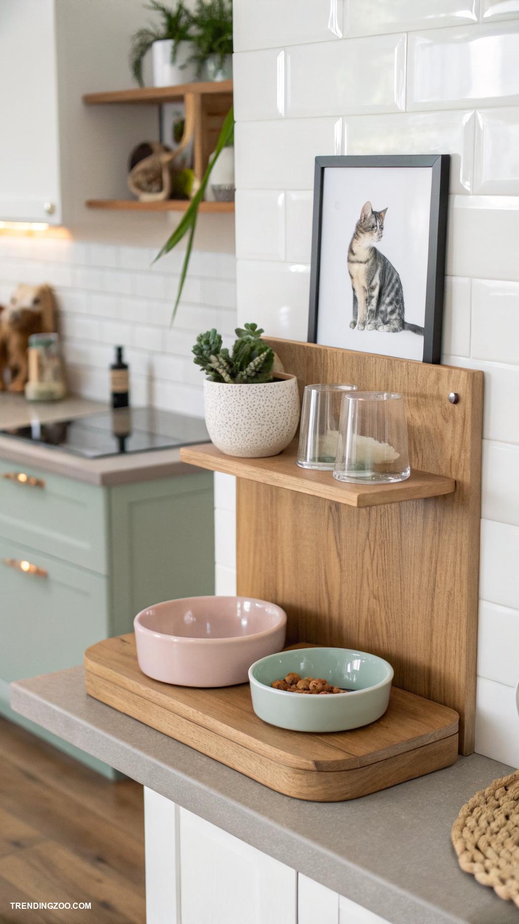 cat food setup ideas Wall mounted cat food shelf