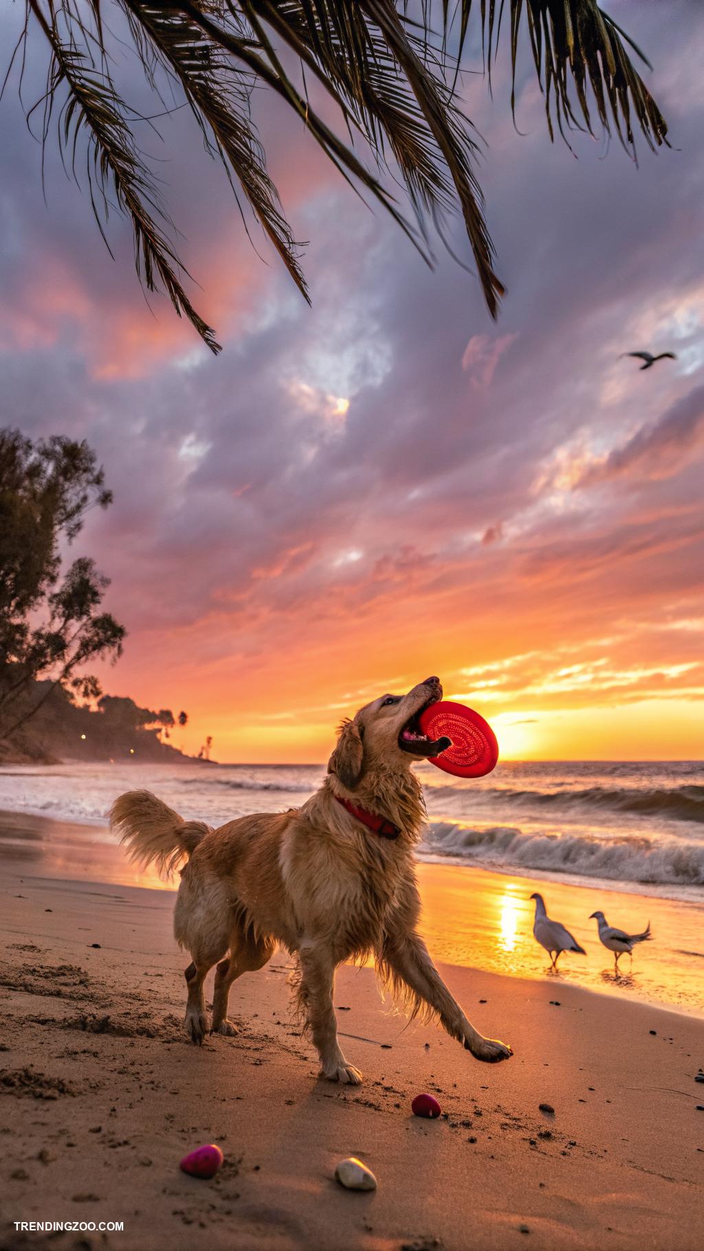 cute dog phone wallpapers Dog playing fetch at sunset