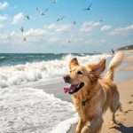cute dog phone wallpapers Dog running on the beach with waves