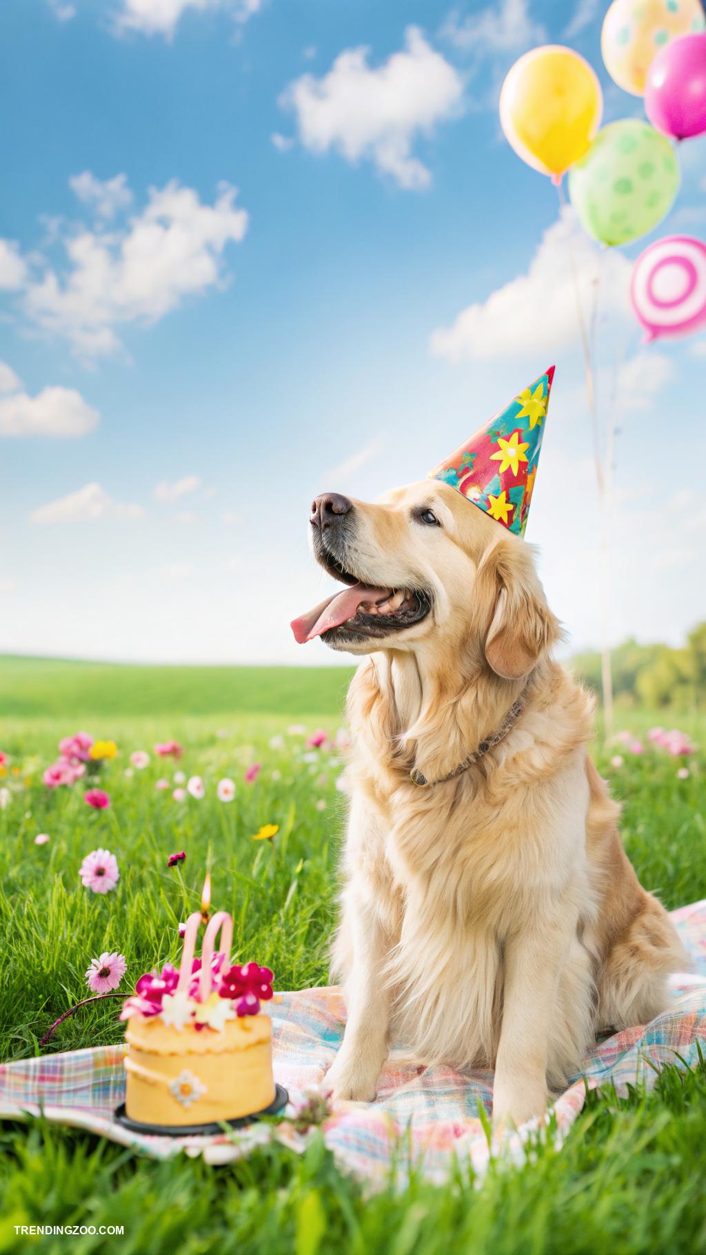 cute dog phone wallpapers Happy dog with a birthday hat