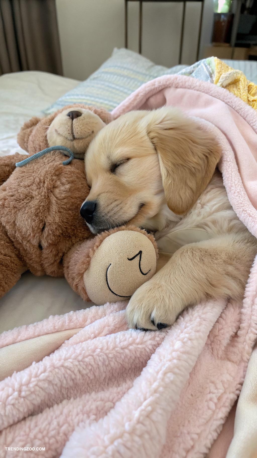 cute dog phone wallpapers Sleeping puppy with a teddy bear