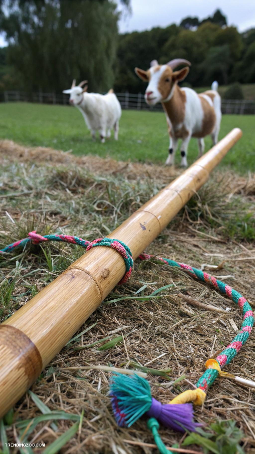 diy goat toys Bamboo stick tug toy