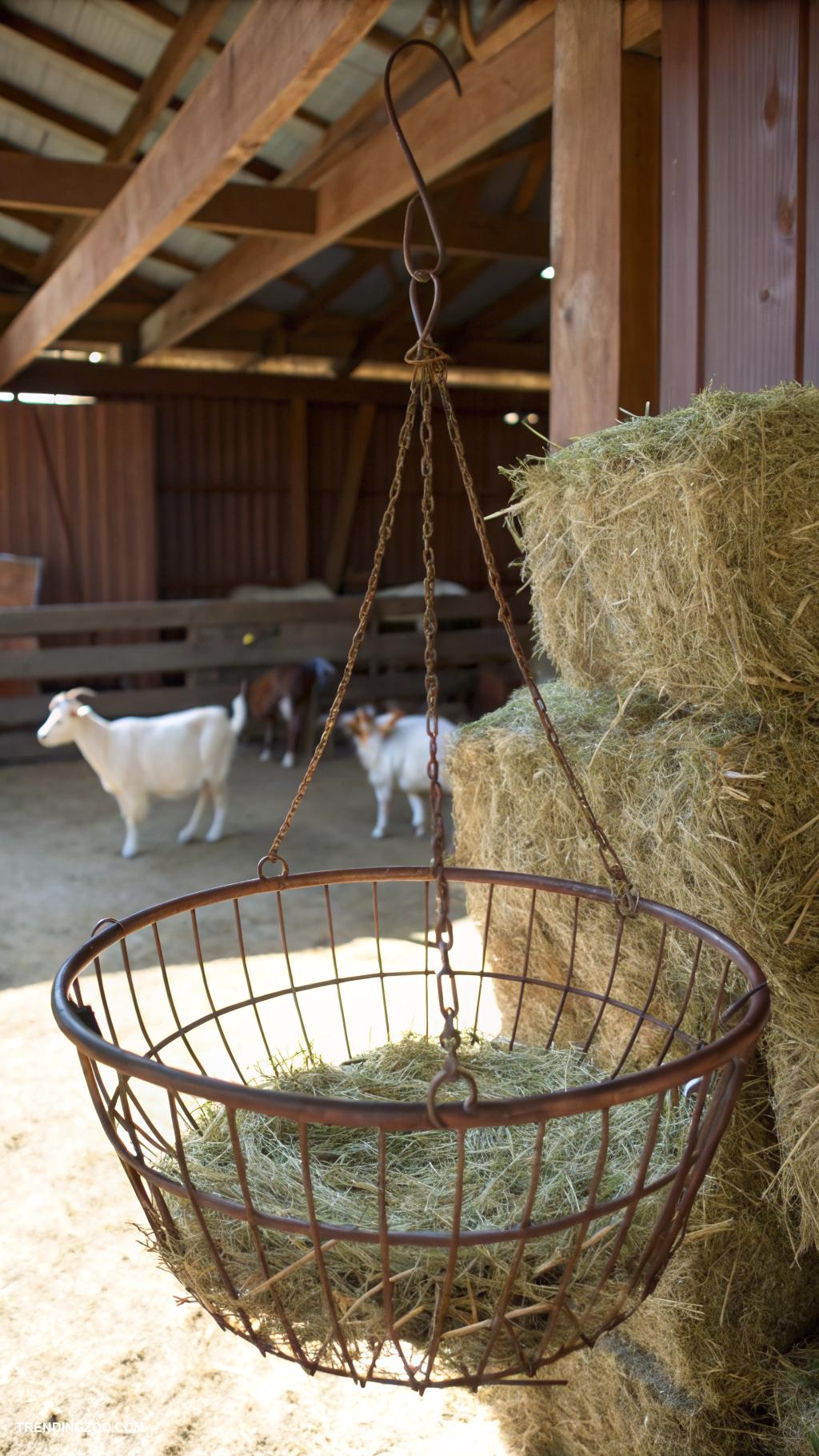 diy hay feeder for goats Hanging wire hay basket