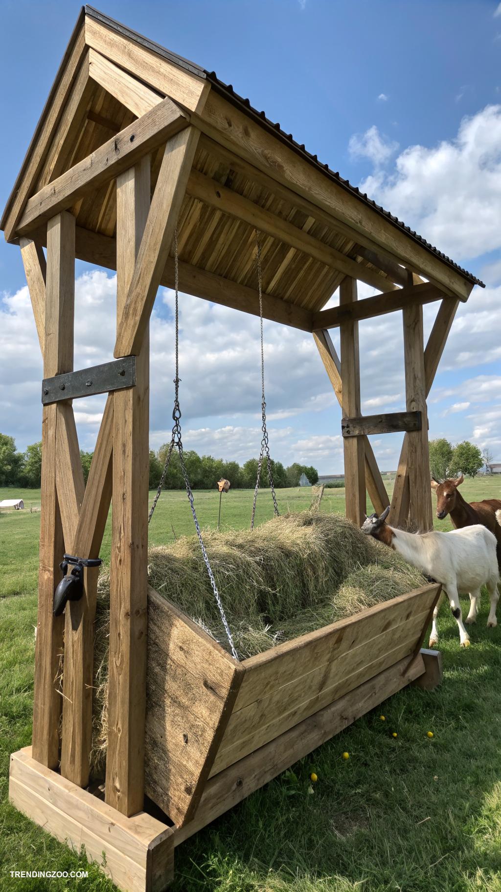 diy hay feeder for goats Sling style hay feeder