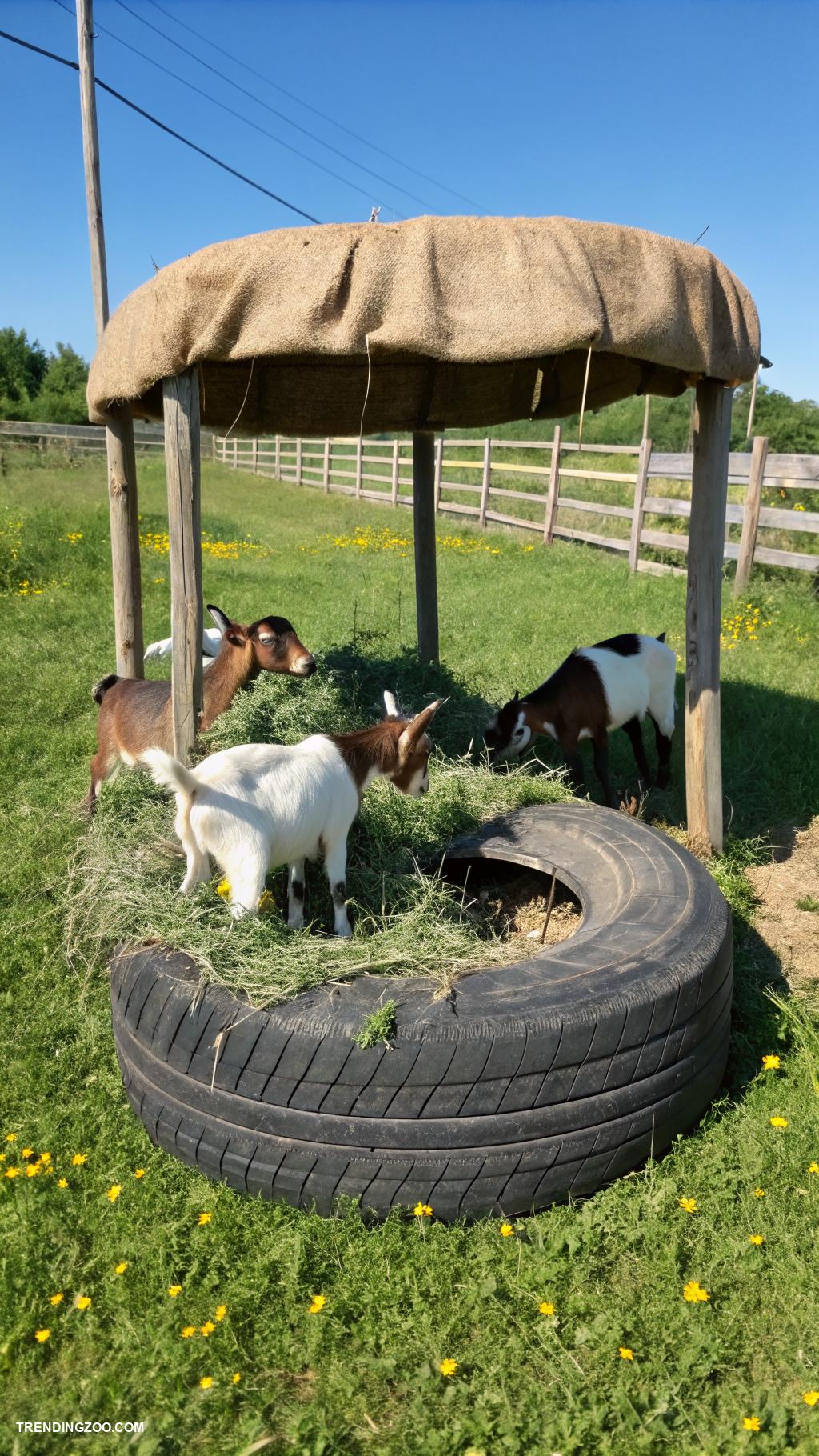 diy hay feeder for goats Tire hay feeder