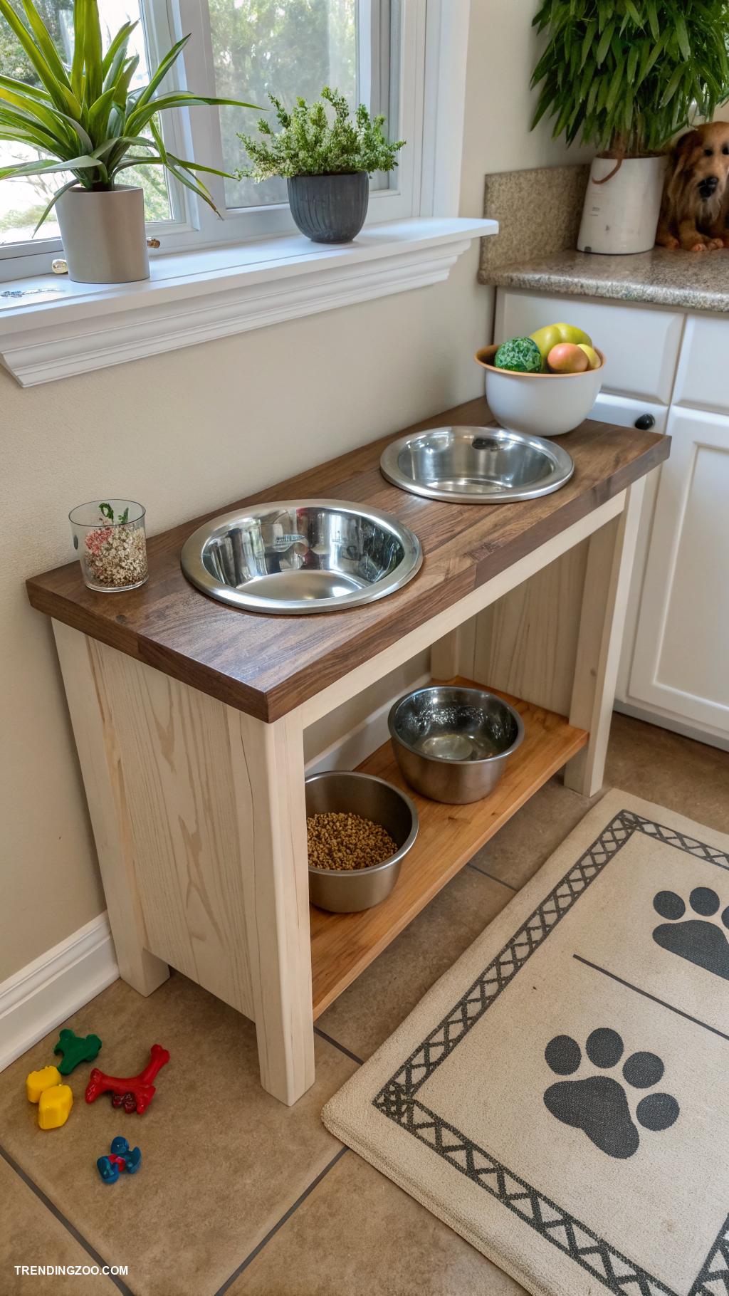 dog feeding area Elevated feeding stations for easy access