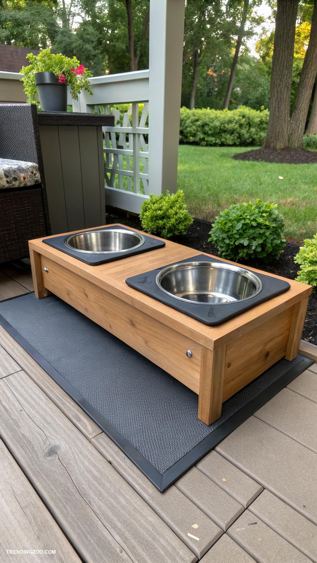 dog feeding area Feeding station with anti slip surface