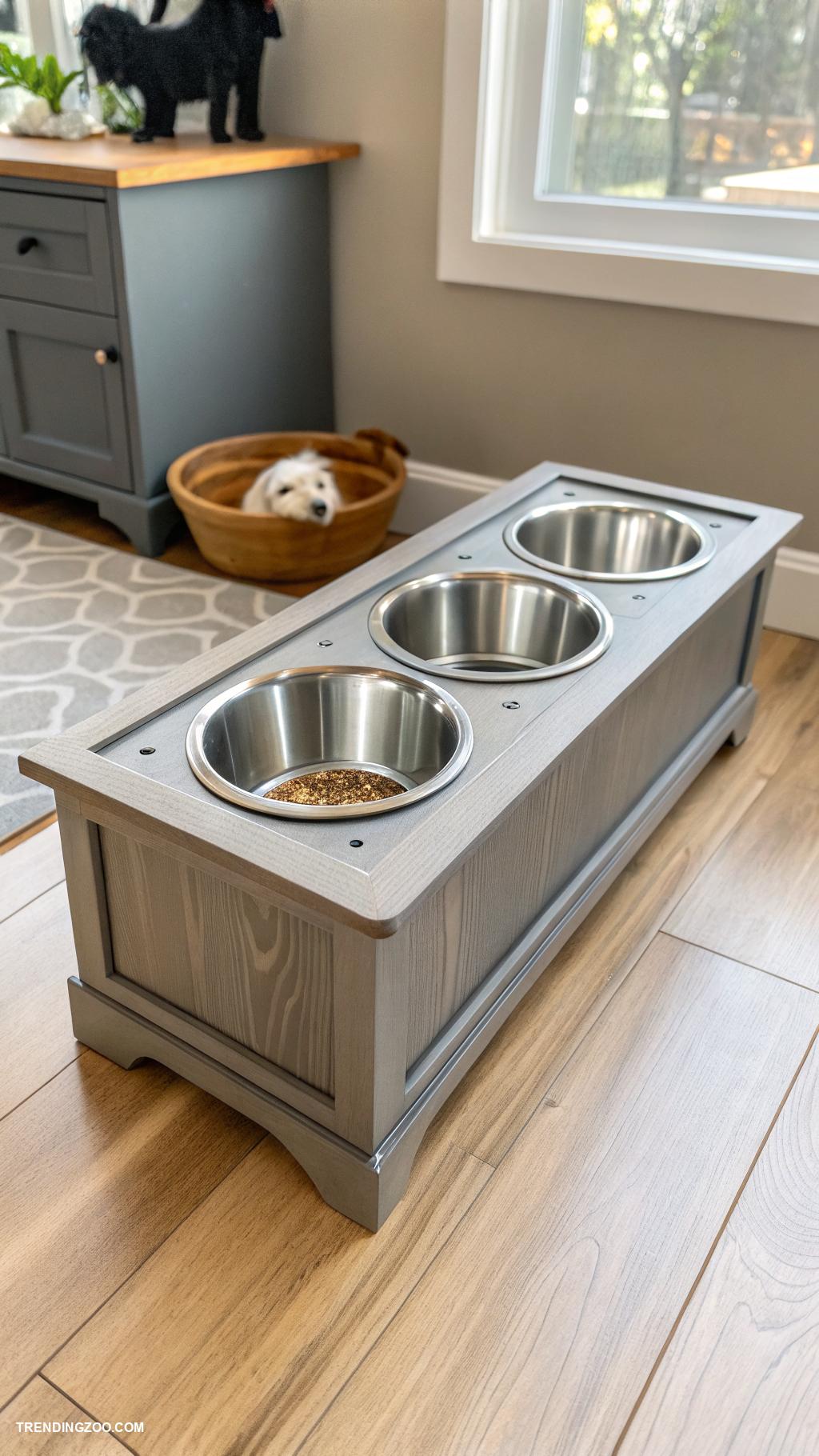 dog feeding area Multi pet feeding station with dividers