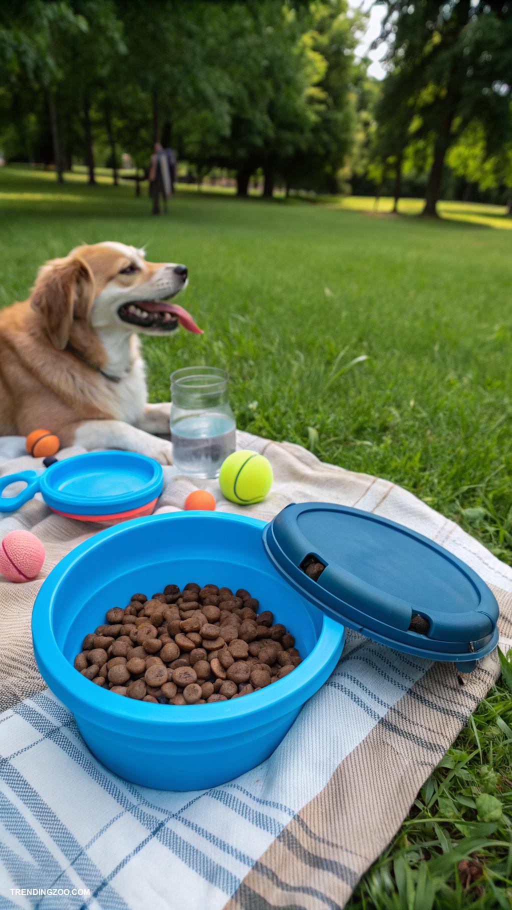 dog feeding area Portable travel feeding bowl setup