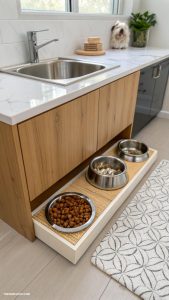 dog feeding area Stylish feeding nook in kitchen