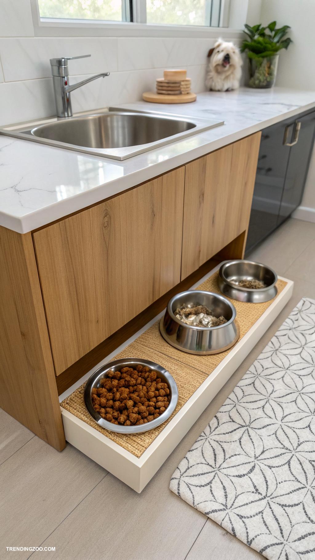 dog feeding area Stylish feeding nook in kitchen