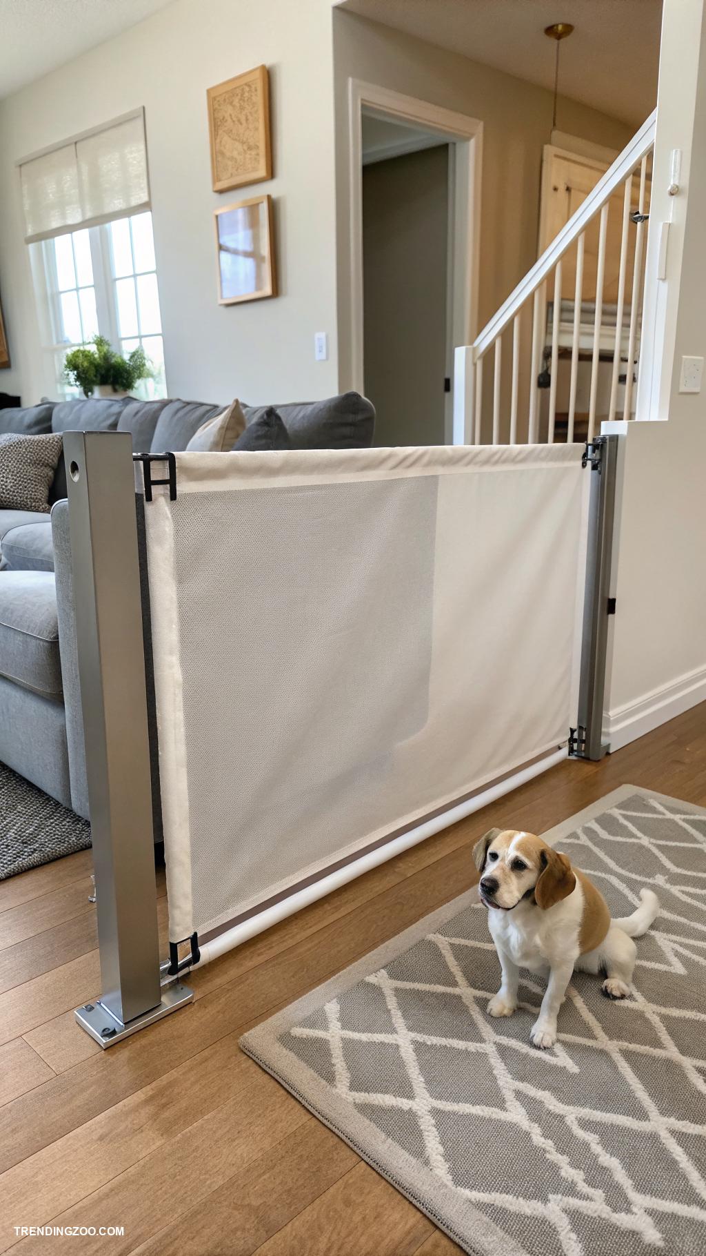 dog gates ideas Retractable fabric gate for easy access