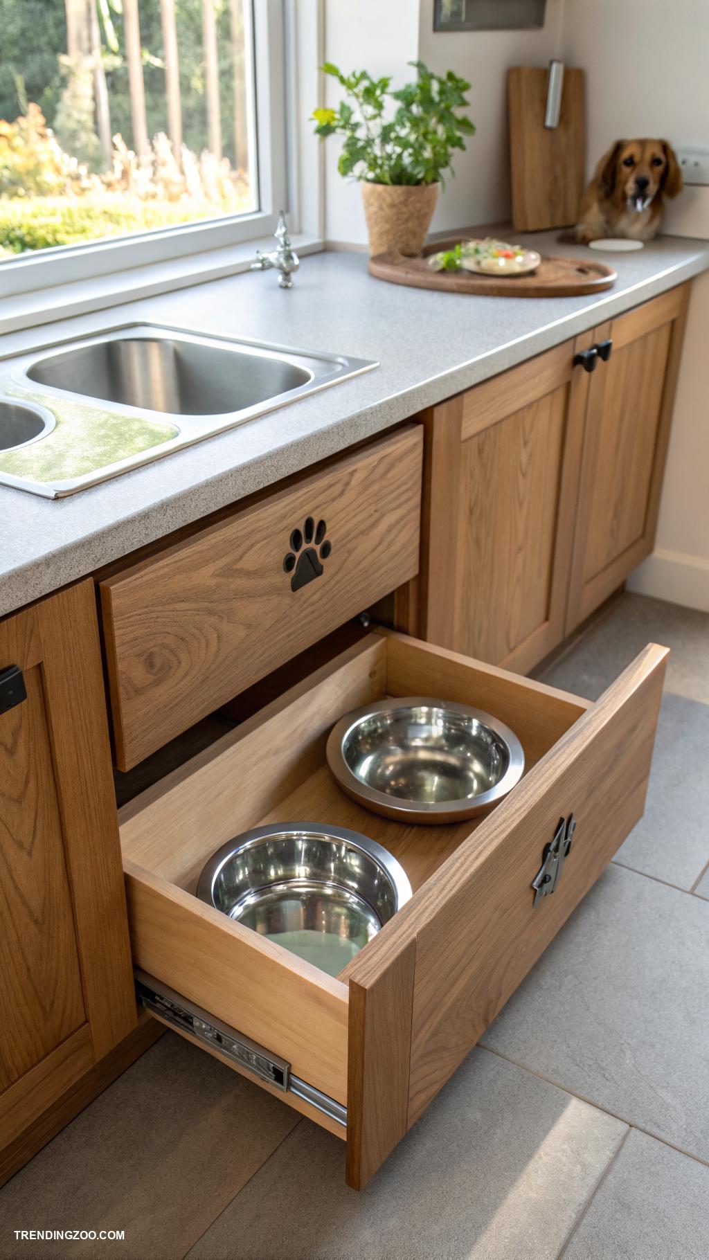 dog places in house Built in feeding station in kitchen