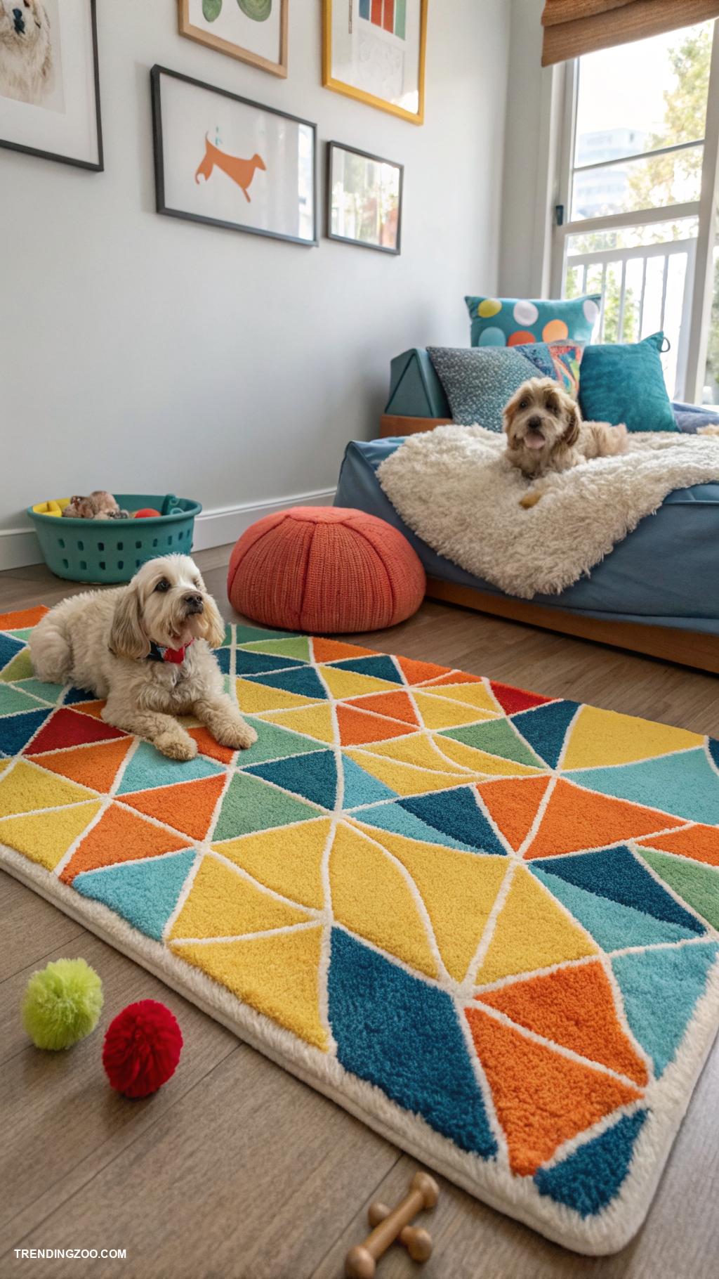 dog room decor Colorful pet friendly rugs