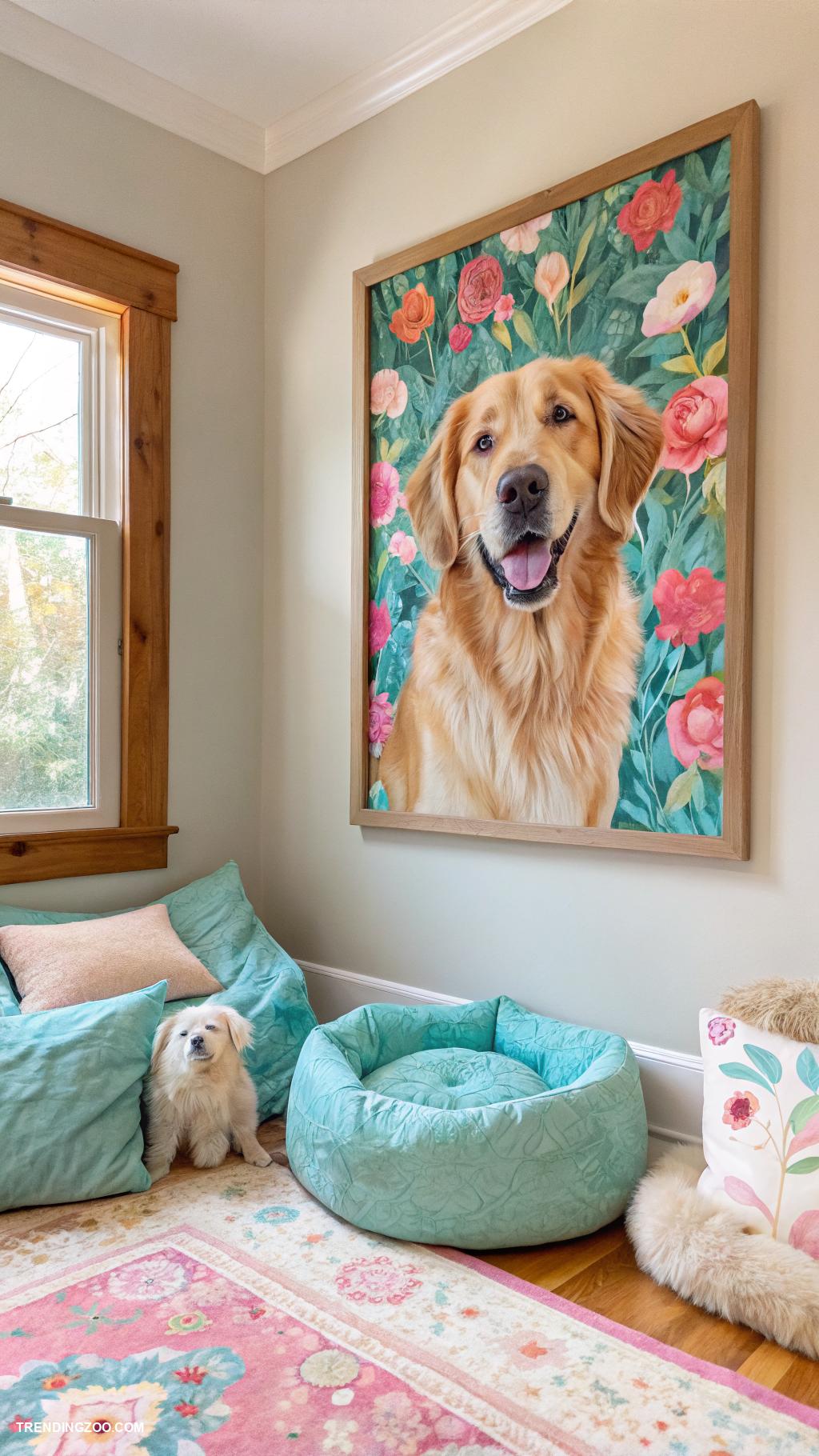 dog room decor Custom pet portraits on wall